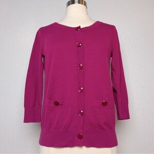 Banana Republic Cardigan Sweater Women's Size S Fuchsia Button Front Pockets